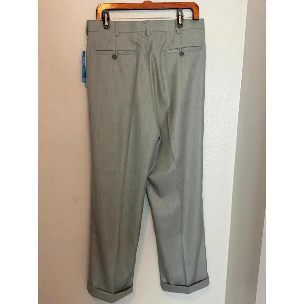 NWT Men's Perry Ellis Portfolio Neo-Luxe Gray Cuffed Dress Pants Size 32/30‎